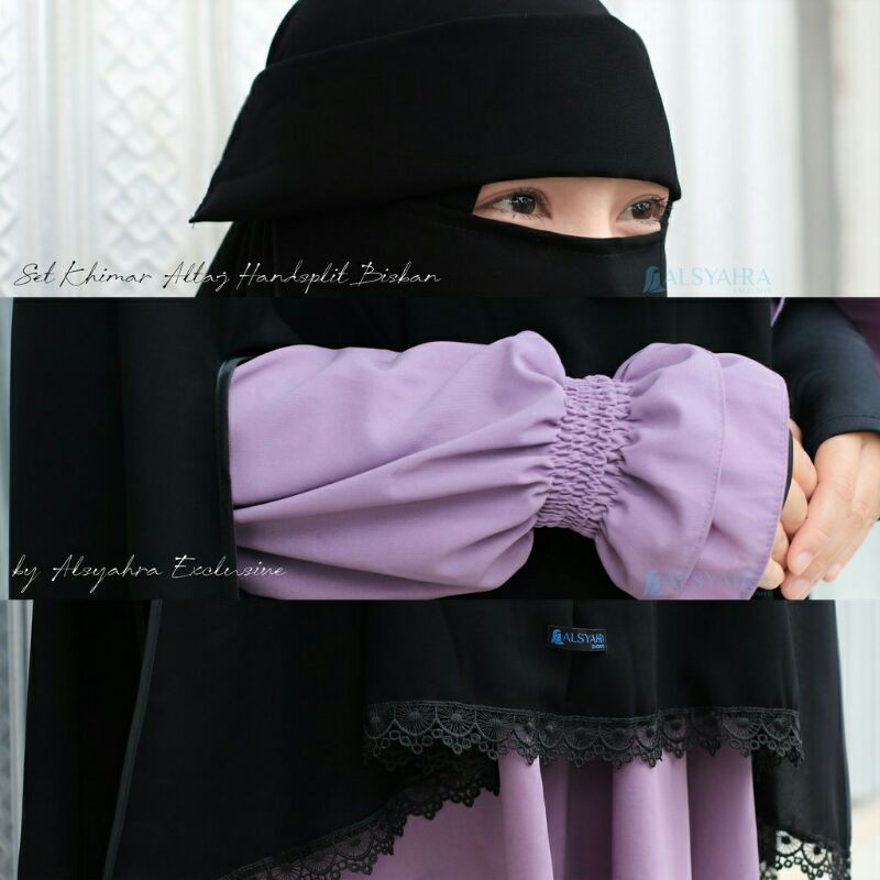 Alsyahra Exclusive Set Khimar Altaj Handsplit Niqab Poni Jetblack