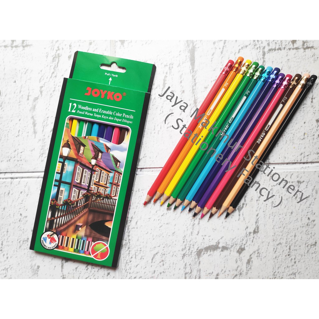 Pensil Warna Joyko CP-109 (Woodless dan Dapat Dihapus)