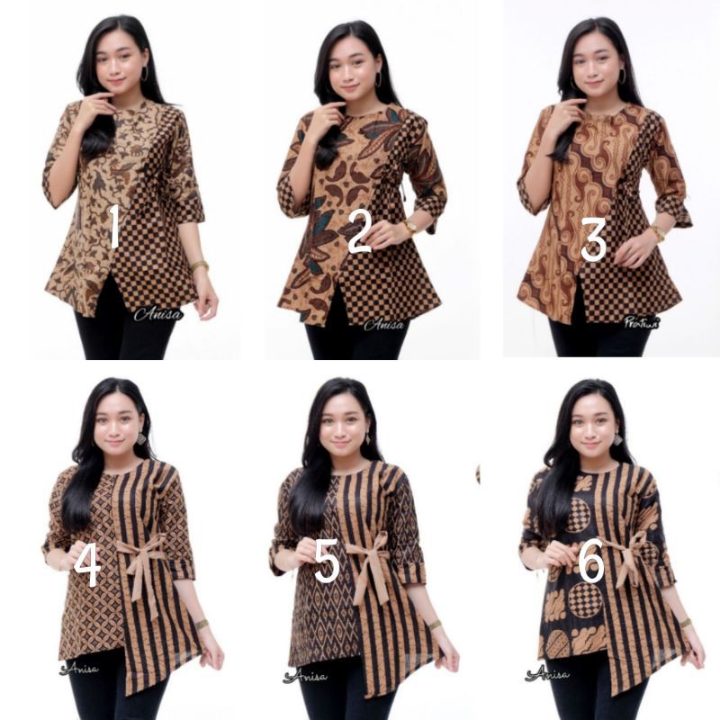 Atasan Blouse Batik Wanita Kerja- Blus Batik-Fashion Wanita Modern