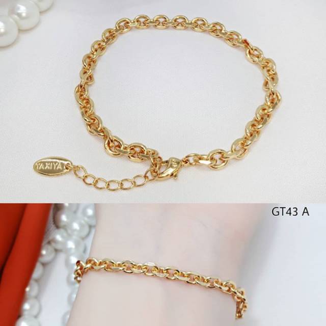 Gelang tangan rantai Nori Titanium gold perhiasan wanita