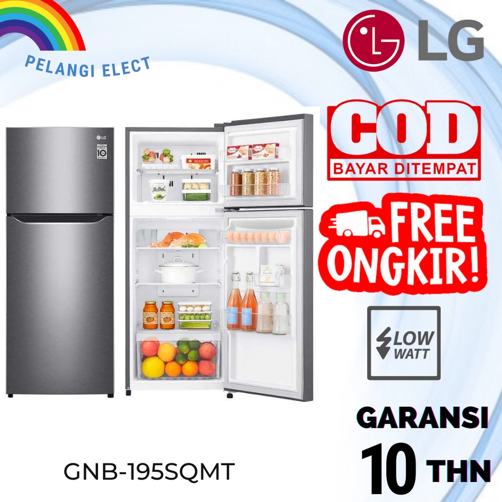Kulkas 2 Pintu LG GNB 195 SQMT Inventer & Low Watt