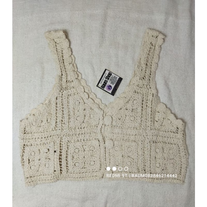 ROMPI RAJUT Wanita JUMBO Import KOREA LACE  Putih Tulang Polos Kancing Depan Ld 110Cm Motif Bunga Re