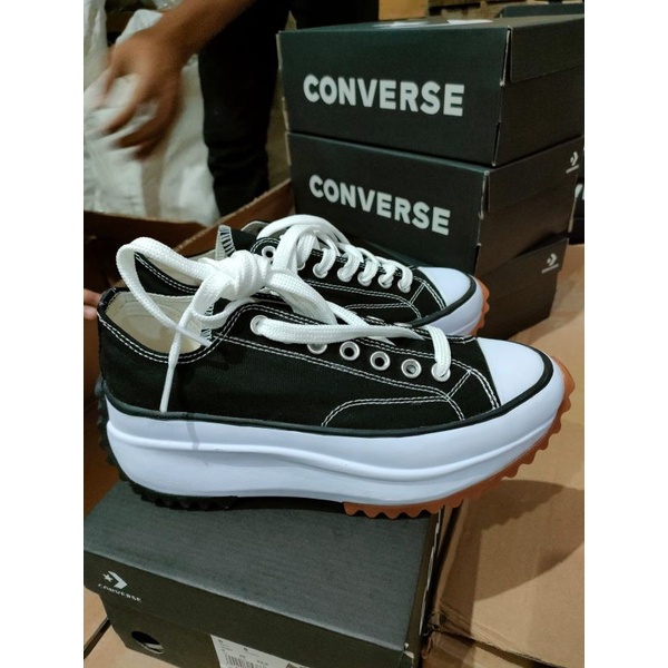 Sepatu Converse Run Star Hike Black White / Egret Sneakers Wedges Wanita-2