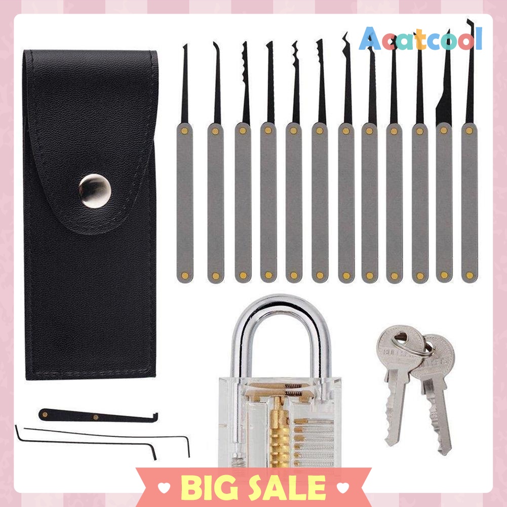 17pcs Training Practice Lock Pick Padlock Picking Unlocking Lock Pick Tools