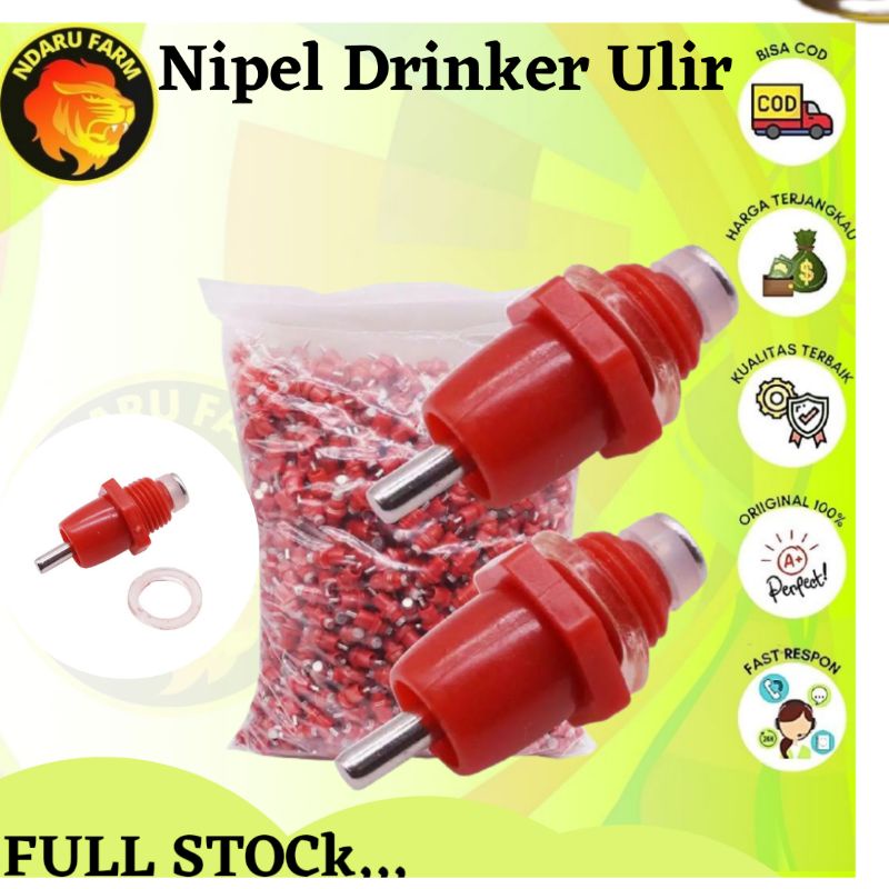 Alat Minum Ayam Puyuh Kelinci Otomatis P002 Nepel Merah Nipple Nepel Nipel Peternakan Hewan TernakND