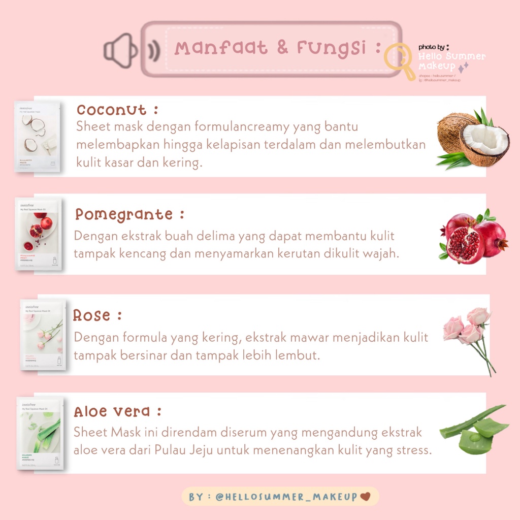 Innisfree Real My Squeeze Korean Mask Masker Wajah Melembabkan &amp; Mencerahkan Wajah