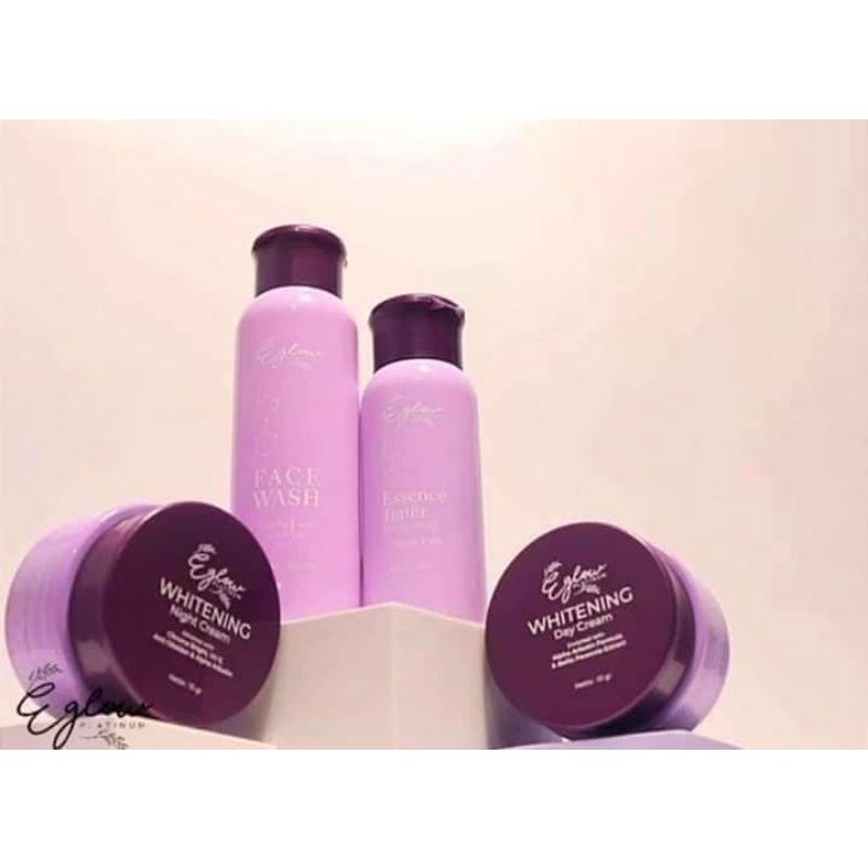 e glow eglow platinum whitening acne cream pemutih wajah BPOM kemasan baru