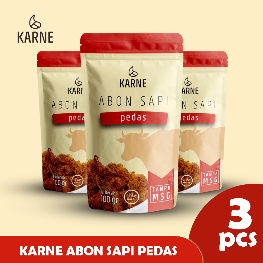 

Beef Floss Crunchy Spicy Abon Sapi Pedas Karne Paket 3pcs 100gram