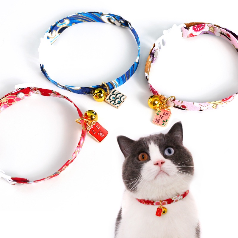 Kalung Anjing / Kucing adjustable Gaya Cina Untuk Musim Semi