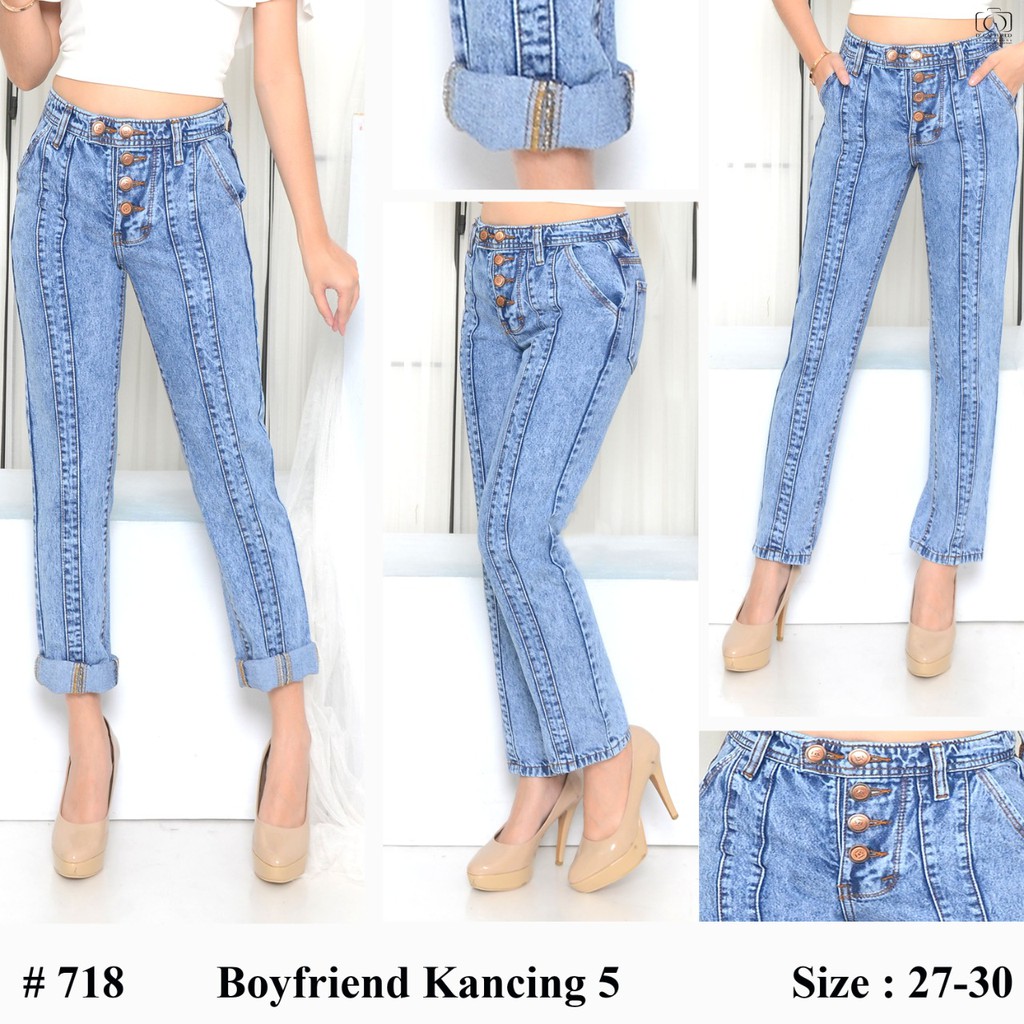 Celana Boyfriend Wanita Kancing 5/Boyfriend Pants/Celana Jeans Wanita /Celana Kancing 5/Celana Kulot