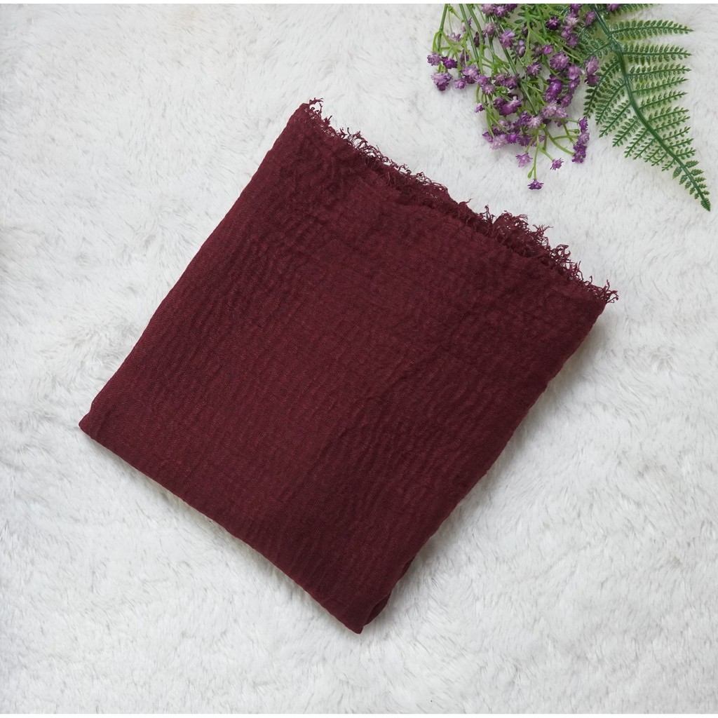 PASMINA CRINKLE MURAH SHAWL / HIJAB PASHMINA CRINKLE RAWIS KUSUT NEGRO SHAWL CRINCLE CRINCKLE IMPORT-D2-RED WINE