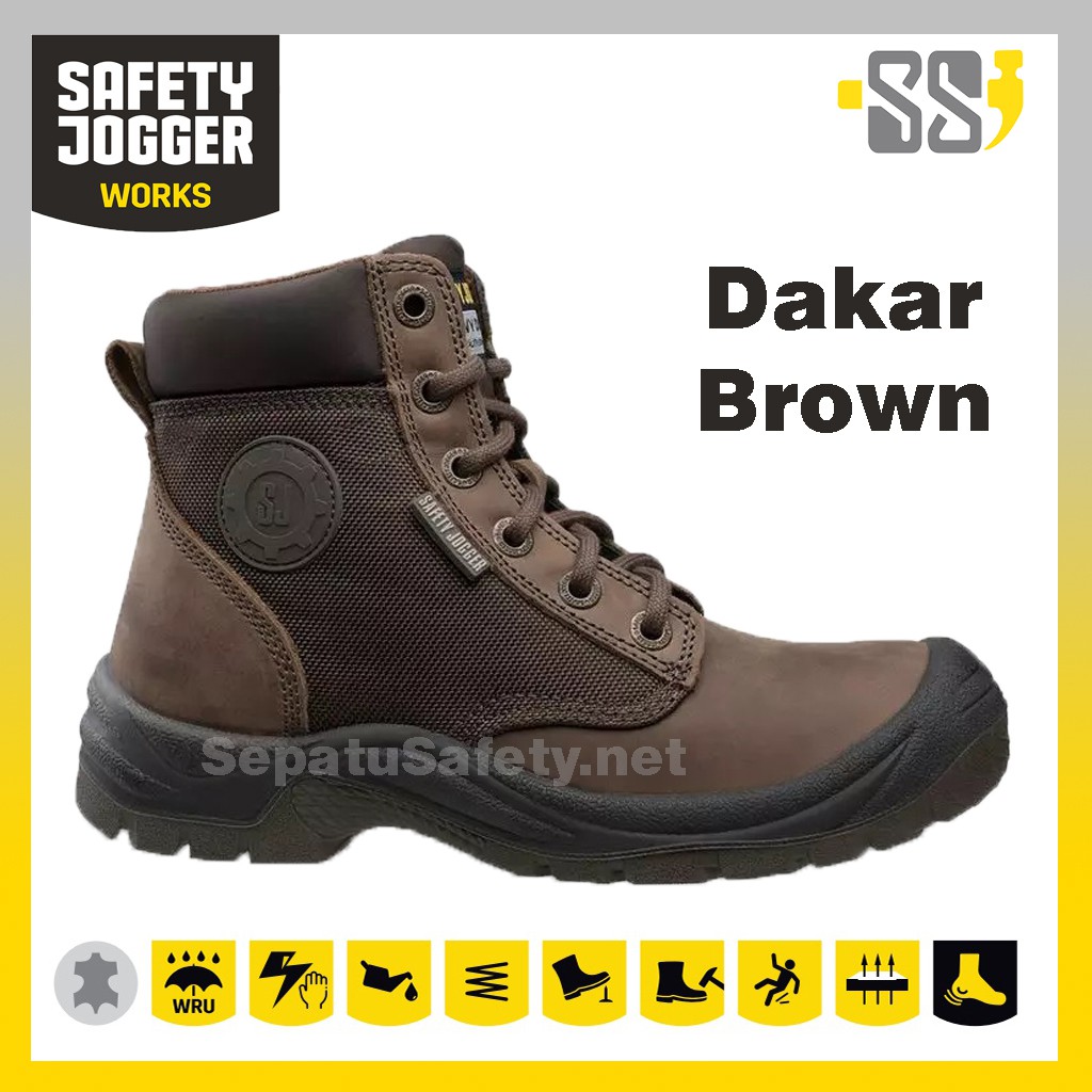 Sepatu Spatu Safety Septi Septy Sefti Safty Sefty Shoes Jogger Joger Pria Dakar Brown Original Asli