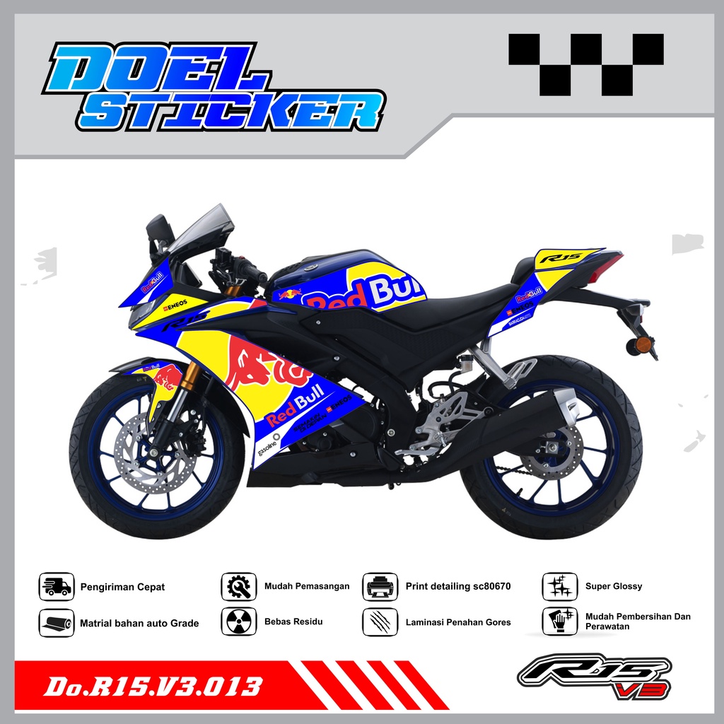 STICKER STRIPING R15 V3 - STICKER STRIPING SEMI FULL LIST VARIASI HOLOGRAM , CROME R15 V3 DOEL 013