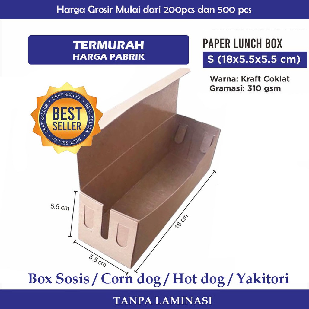 KRAFT BOX SOSIS / CORN DOG / HOT DOG / YAKITORI 18 X 5.5 X 5.5 CM MIN