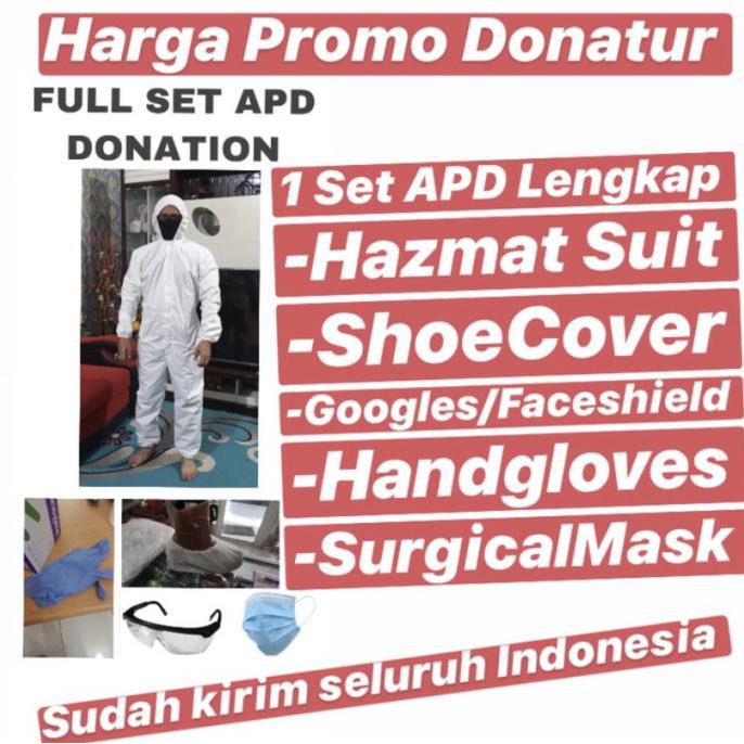 APD CORONA / HAZMAT SUIT STANDAR MEDIS WATERPROOF - 1 SET LENGKAP FULL