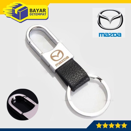 Gantungan Kunci MAZDA  KULIT Sepeda Motor Mobil Gantung Besi Metal Alloy Keychain Leather