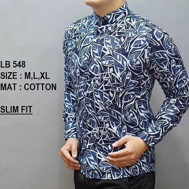 LB548 KEMEJA BATIK PRIA SLIMFIT MEWAH UNIK BAJU BATIK PRIA BEST SELLER