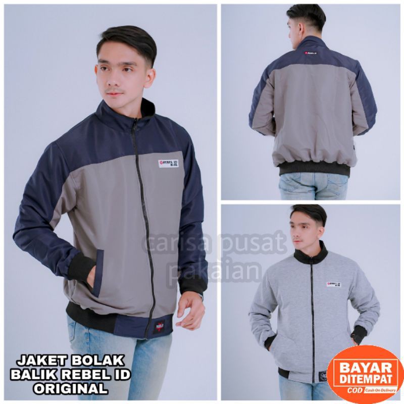 100% ORI Jaket Bomber Pria Bolak Balik Bahan Anti Air Tebal Waterproof Jaket Motor Jaket Cowok Jaket