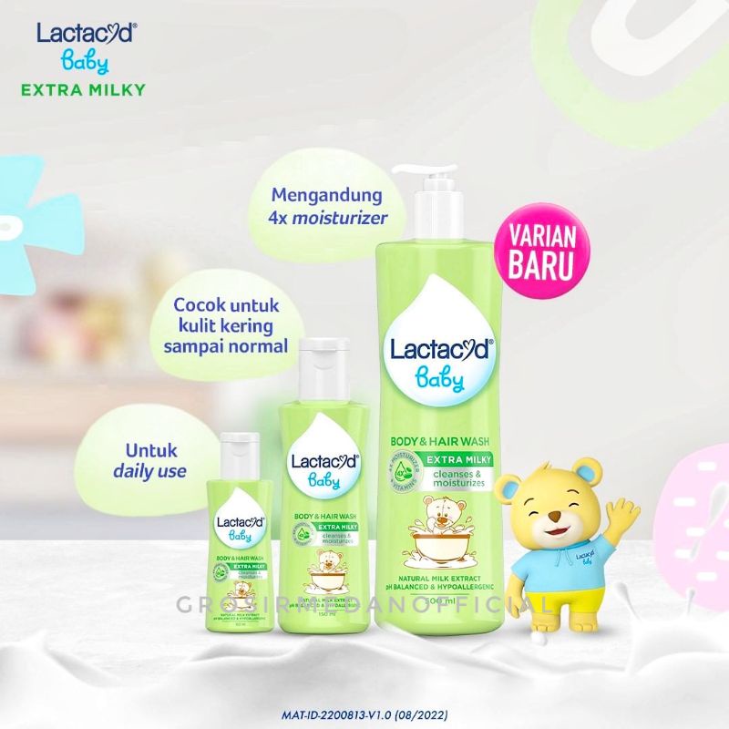 LACTACYD BABY EXTRA MILKY 60 DAN 150 ML - MELEMBUTKAN KULIT BAYI DENGAN MOISTURIZER 4X LIPAT