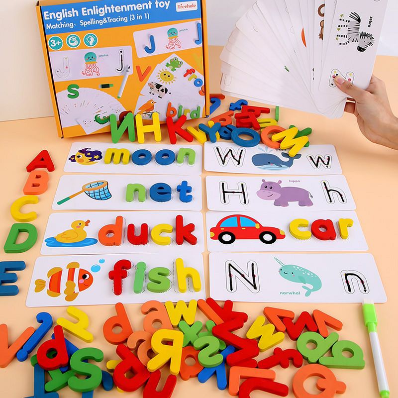 MAINAN EDUKASI ENGLISH ENLIGHTENMENT TOY, MATCHING, SPELLING &amp; TRACING 3 IN 1