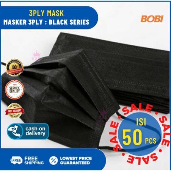 BIG SALE!!! MASKER 3PLY isi 50pcs / Variasi Warna / isi 50 pcs - 3 Variasi Warna