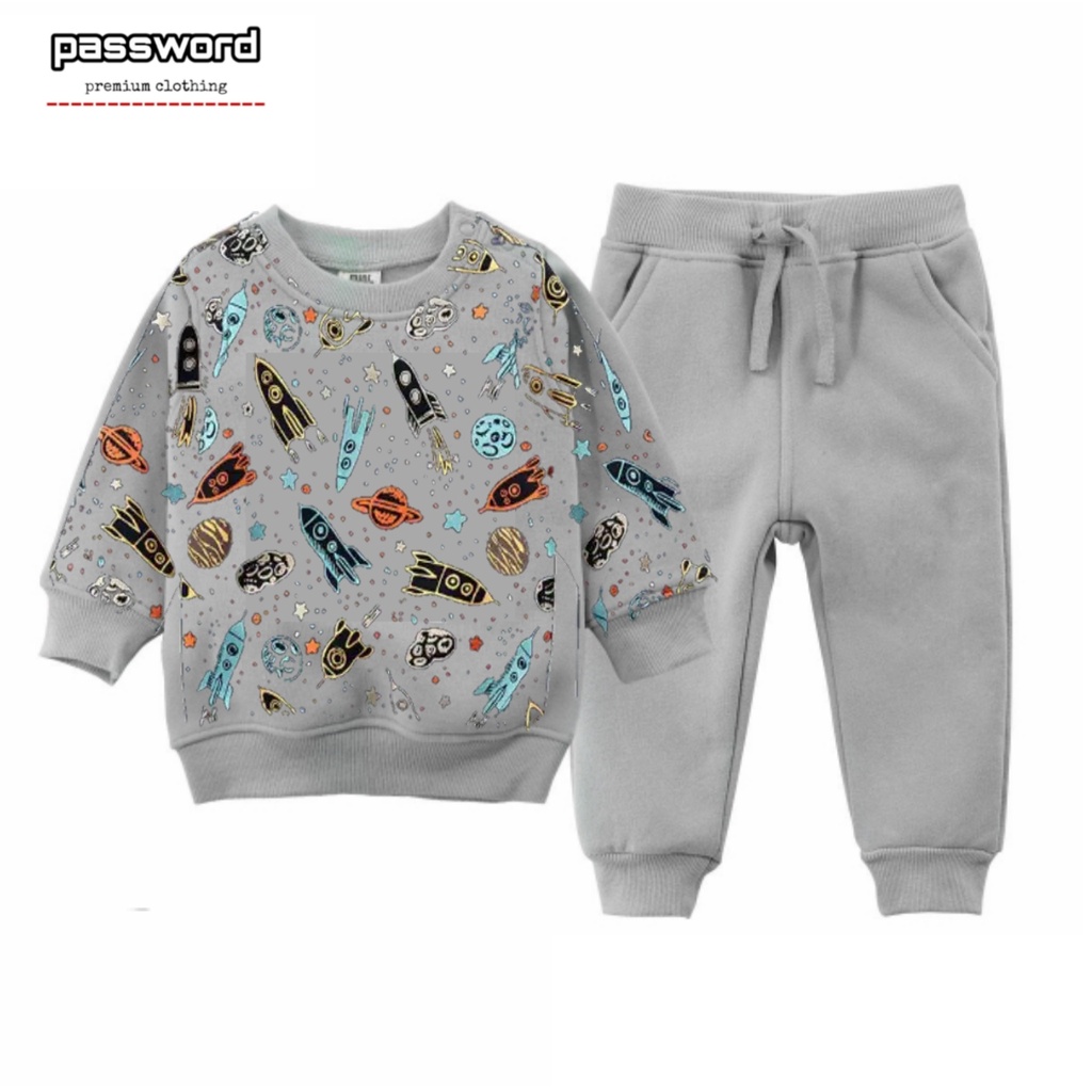 HappyOliver PASSWORD NEW ROCKET Setelan Sweater 1 -10 Tahun Baju Anak BerKualitas