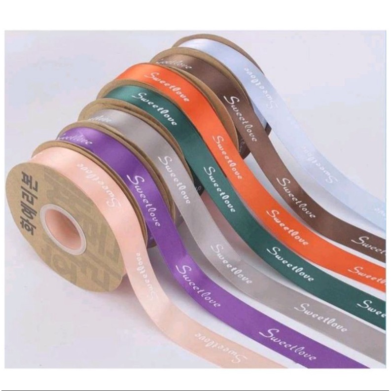 

Pita Morif Sweetlove Ribbon 25mm Per yard(90cm) Pita Parcel Gift Hampers Pita Ribbo 2,5cm DIY Crafts Satin Tapes Card Wrapflower Bouquet Dekorasi Kado