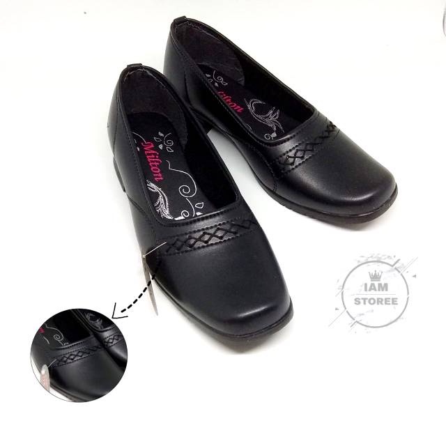 Sepatu Fantofel hitam kerja kuliah wanita tinggi 3cm