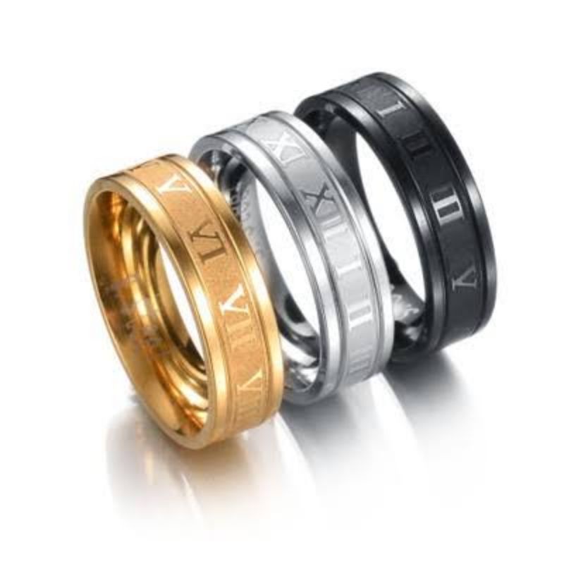 cincin titanium couple / motif Romawi termurah