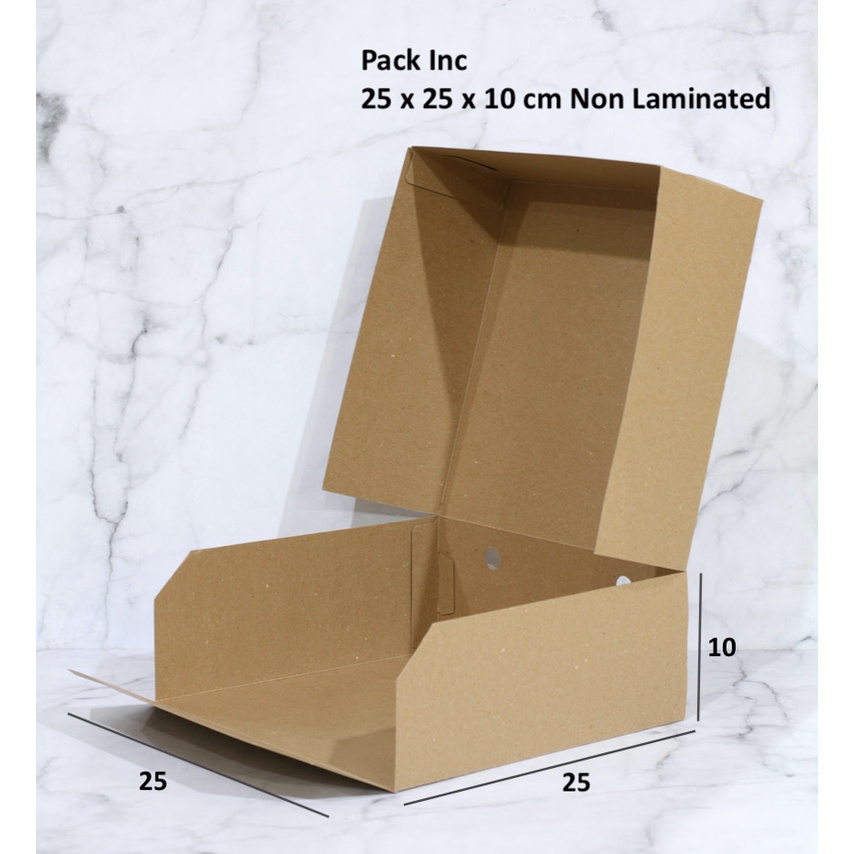 Box Kraft Dus Coklat Dos Kotak Kue Roti Tart Cake Snack 25x25x10 cm Tanpa Laminasi 500 gsm non lamin