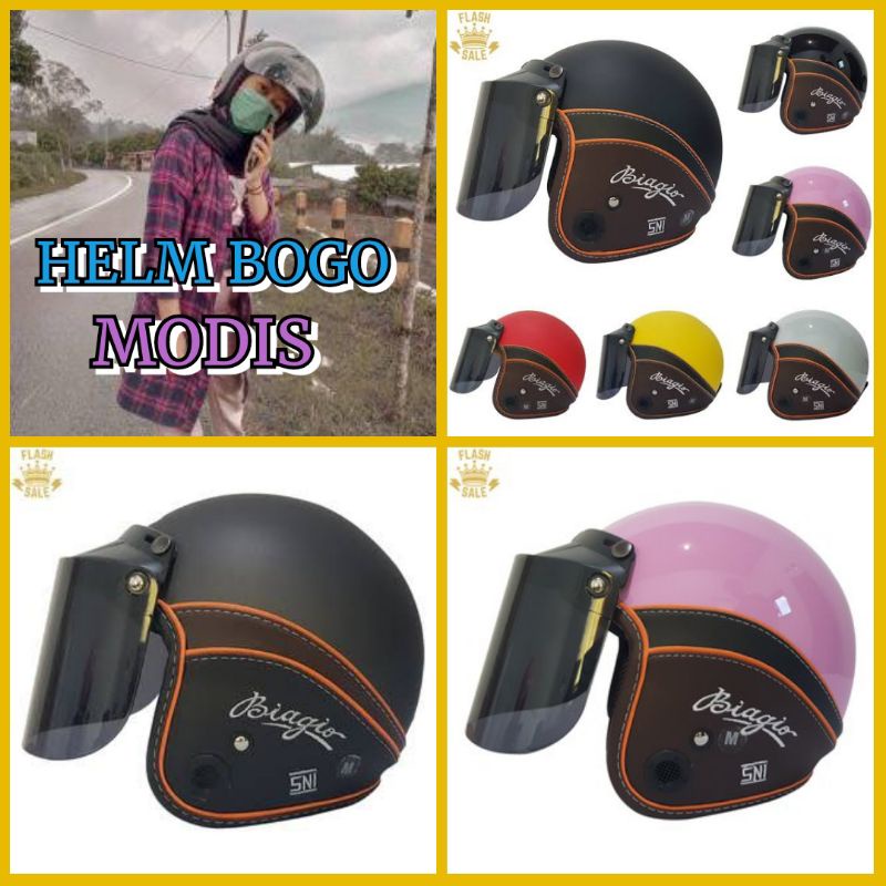 HELM BOGO/RETRO BIAGIO SEMI KULIT PICT L