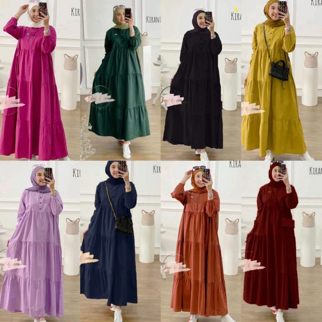 MIDI DRESS KIRANIA POLOS / MIDI POLOS / GAMIS MIDI POLOS / GAMIS RAYON PREMIUM / MIDI POLOS SUSUN