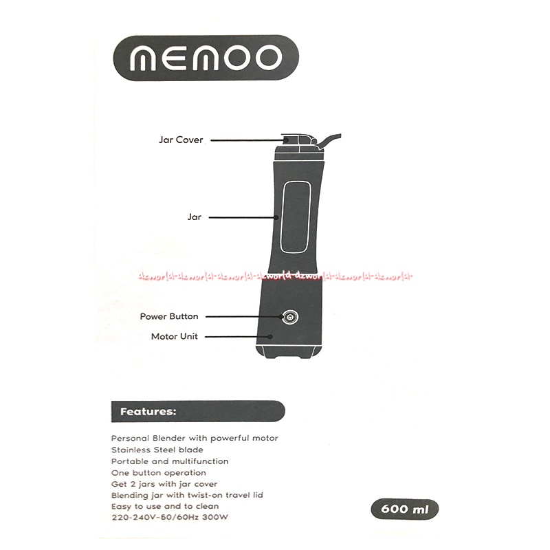 Memoo Mini Blender Yellow 0.6L Alat Pelumat Kuning Bisa Jadi Tumbler Memo Blender Listrik