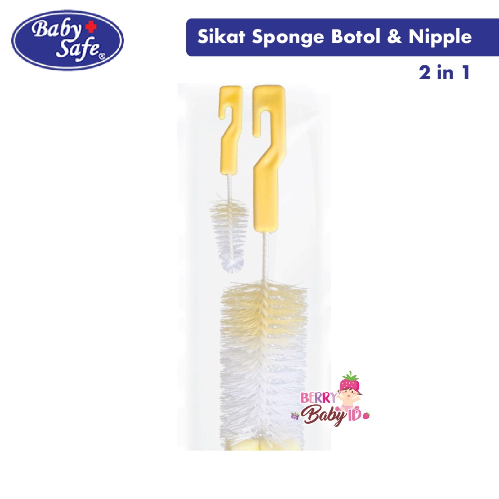 Baby Safe Bottle Nipple Brush With Sponge Sikat Pembersih Botol Bayi Berry Mart