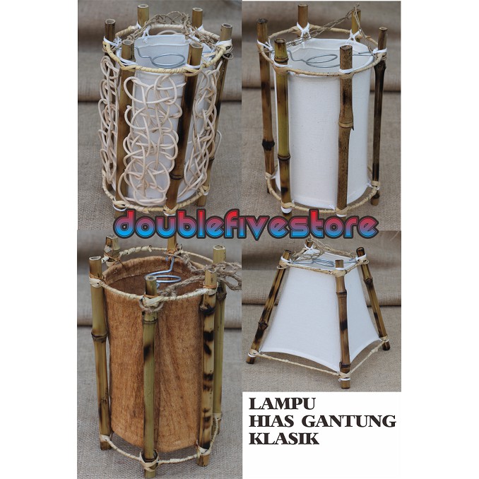 Kap Lampu Hias Bambu Kap Lampu Hias Gantung Klasik Bambu Tradisional Uk 25 x 15 x 15