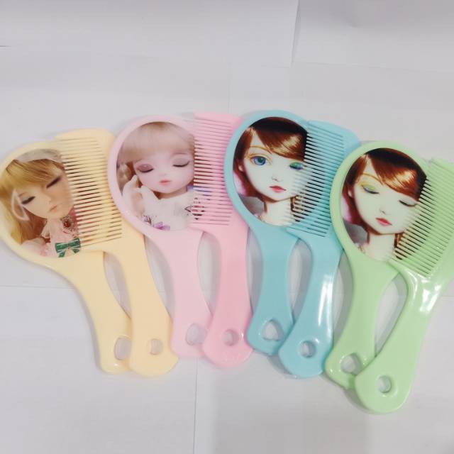 Cermin Gagang Cermin Sisir Kaca Mini Souvenir Cermin