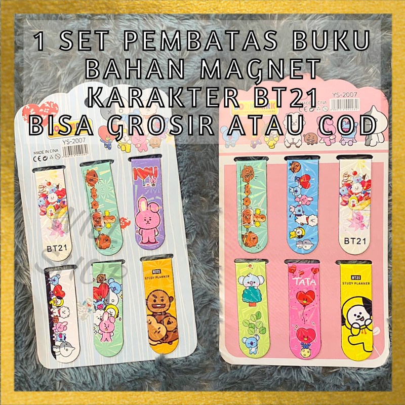 

WS99 - Pembatas Buku MAGNET BT21 BTS/KARTUN 1 papan isi 6 pcs lucu imut COD MAGNETIC BookMark