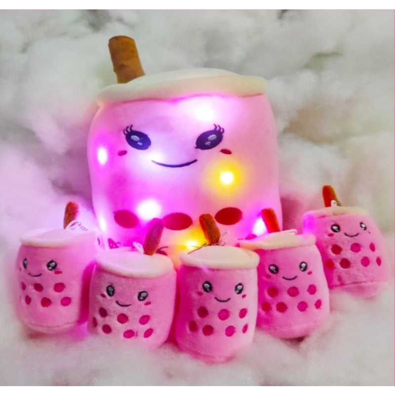 Boneka Boba Milk Tea Beranak LED Boneka Boba Beranak Lucu Mewah Anak 5 Induk 1 Bahan