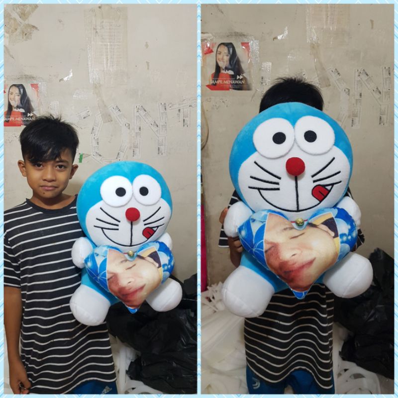 Boneka Doraemon Love Ukir Nama/ Foto 40CM Kado Unik Proses Cepat