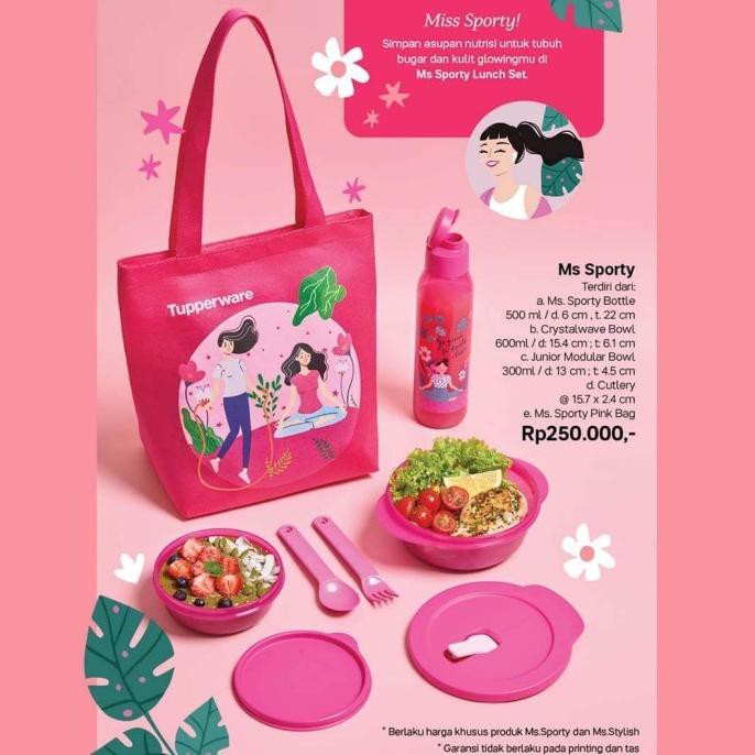 TUPPERWARE MS Lunch set 1set - pink ---Termurah---