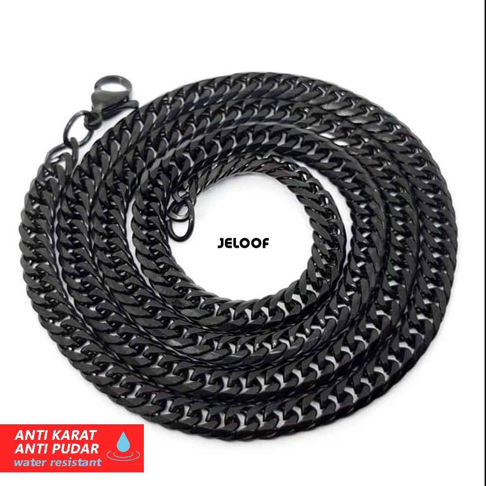 Jeloof Kalung Titanium Hitam Black Rantai Panjang Stainless Steel 60 CM - Kalung Pria Kalung Wanita