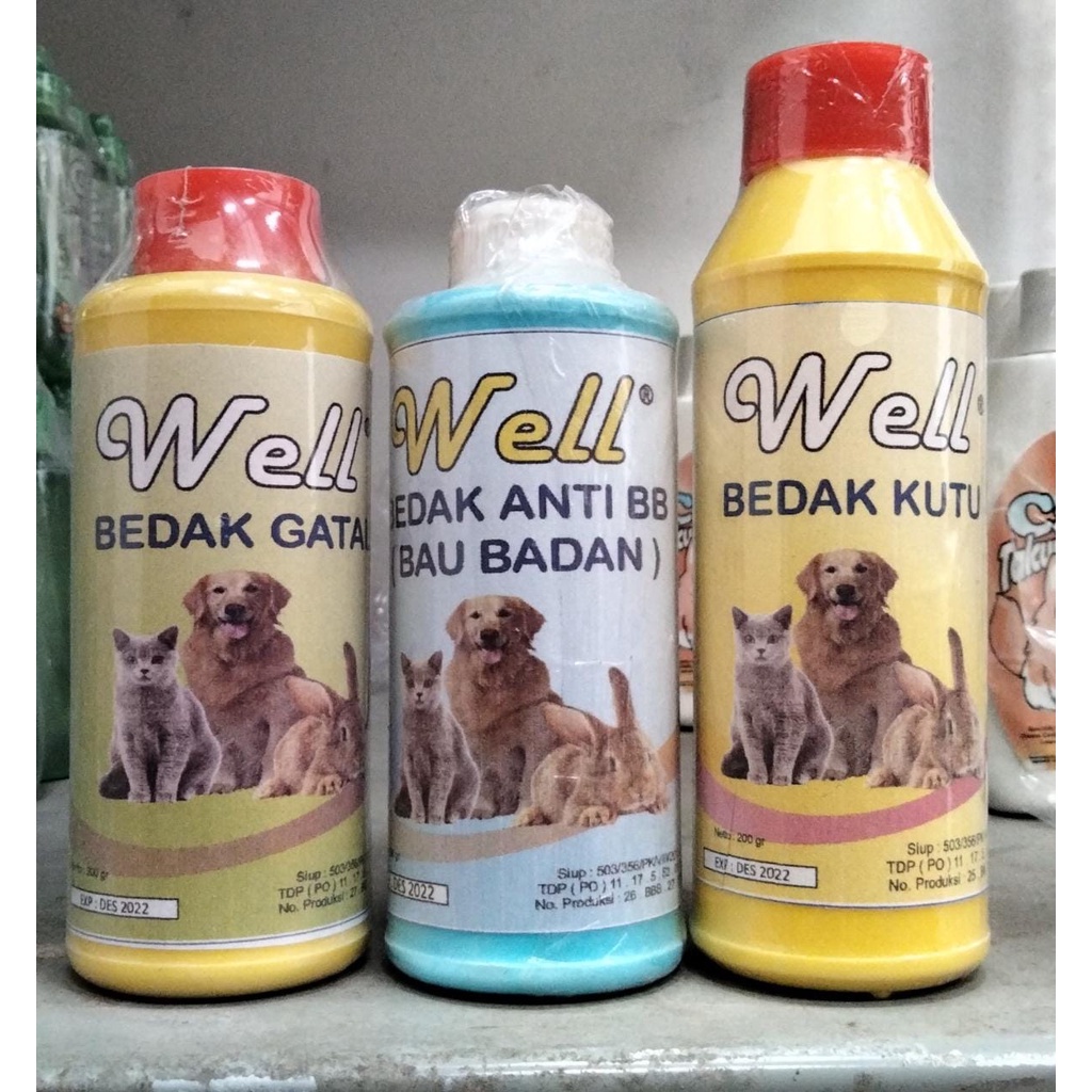 Bedak Anti Gatal Kucing Anjing Kelinci Hewan Peliharaan WELL Murah