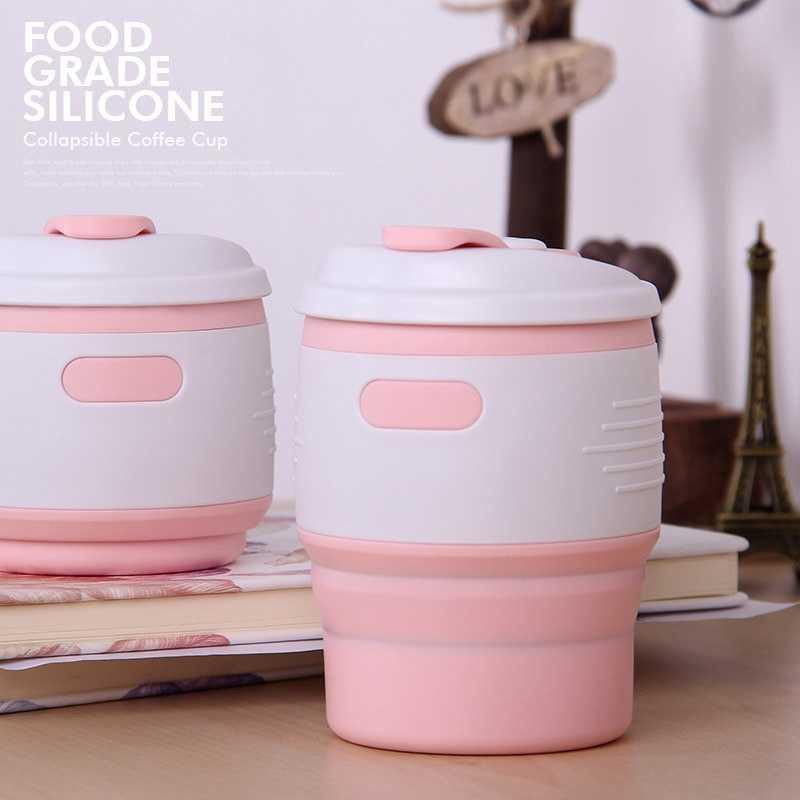 Gelas Cangkir mug Lipat Silikon Foldable Travel Mug 350ml - GY530