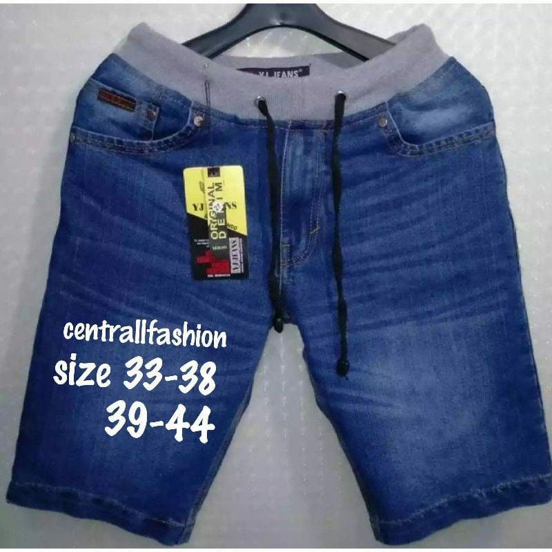 CELANA JEANS PENDEK JUMBO RIP KOLOR CELANA JEANS PENDEK JUMBO CELANA JEANS KARET CELANA JEANS PENDEK
