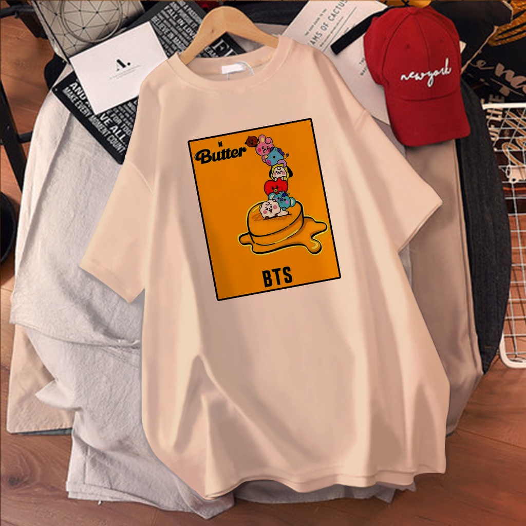 CALVIERO SHOP - BAJU KAOS WANITA DEWASA PRINT CASUAL BT21 BUTTER