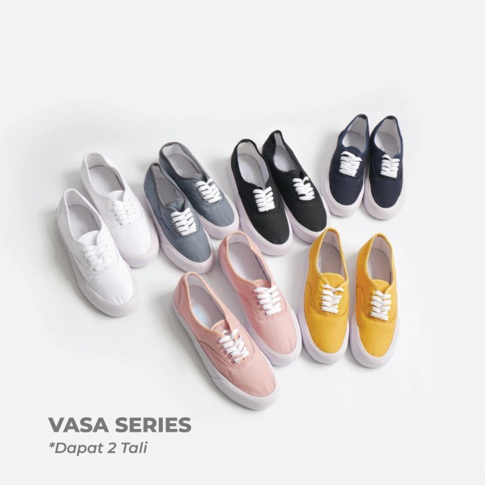 Sepatu Wanita Vulcanized Sneakers Cewek Saxteer- Vasa (6 warna,2 tali) - 39, Peach