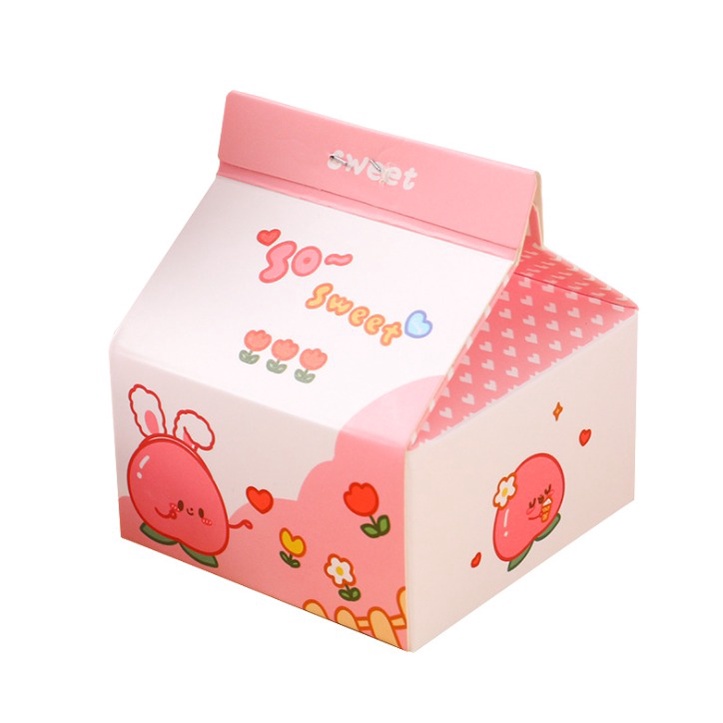 

J2 - Notepad kertas memo portable unik Sticky notes Milk box fruit