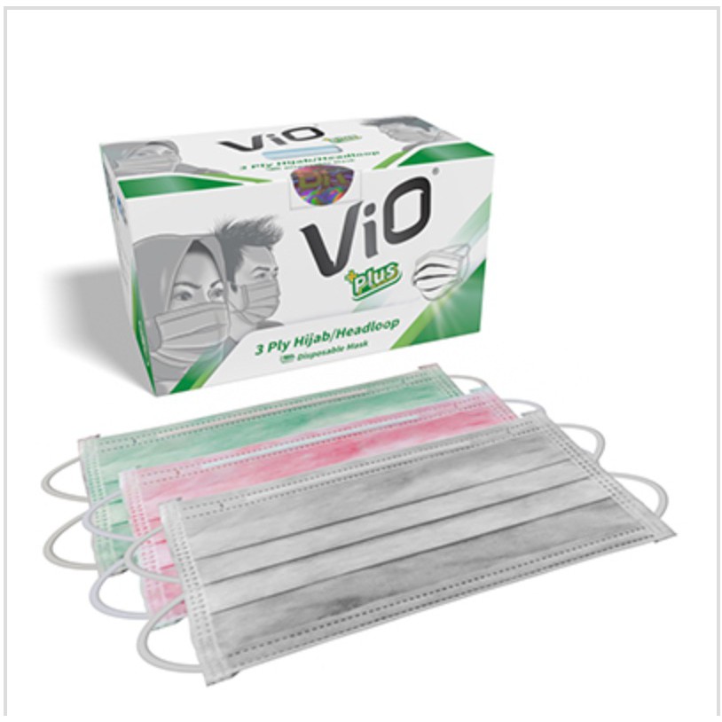 Masker Disposable Vio Plus Headloop/ Hijab isi 50