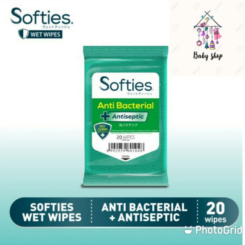 softies antibacterial antiseptic 20s tisu basah