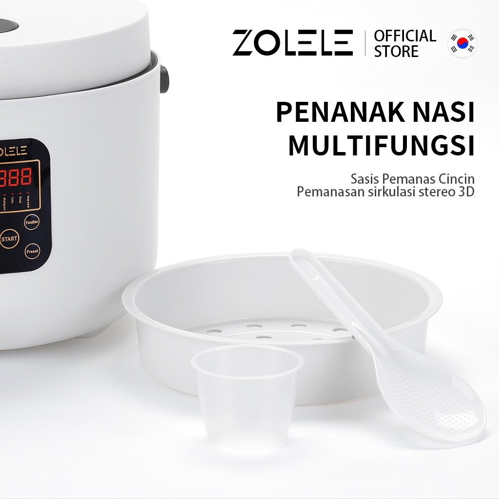 ZOLELE Smart Rice Cooker 1.2L Penanak Nasi 3-6 Porsi Panci Listrik Large Capacity Electric Cooker Pot Multi Non Stick Pressure Cooker Home Kitchen Serbaguna Fry Pan Kukus Steamer Portable ZB003